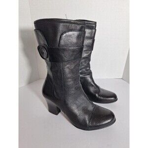 Born Soft Black Leather Heeled Boots Women's Sz 9.5 Whimsigoth Witchy Edwardian